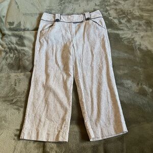 White Pinstriped Capri Pants
